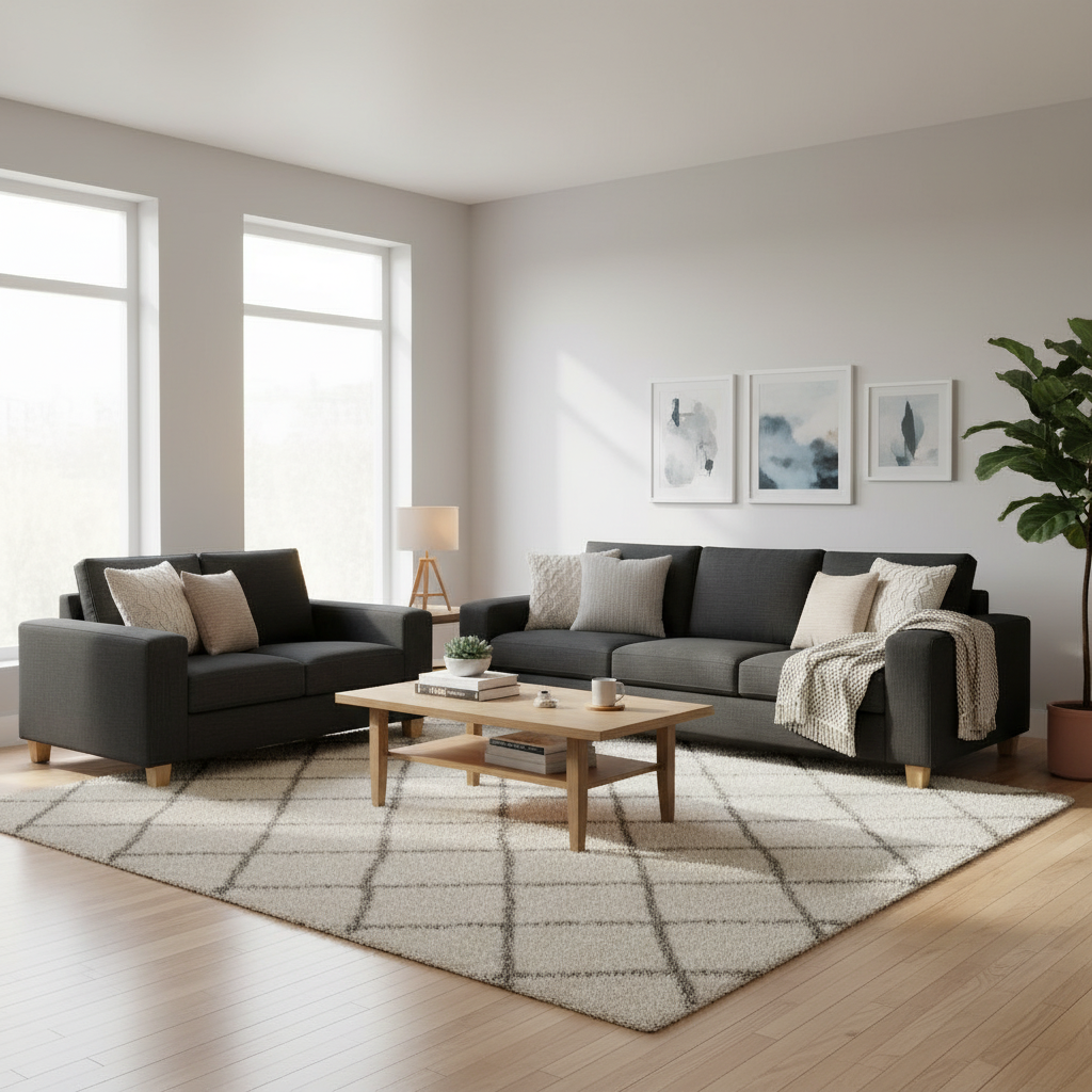 Avoca 3.5 Seater and 2.5 Seater Fabric Sofa Set-Charcoal