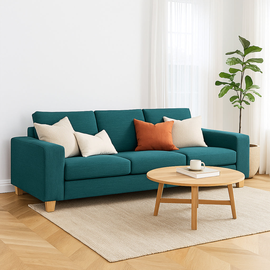 Avoca 3.5 Seater Fabric Sofa-Peacock