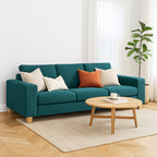 Avoca 3 Seater Fabric Sofa-Peacock