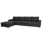 Avoca 4 Seater Fabric Sofa with Chaise-Charcoal