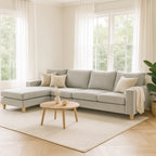 Avoca 4 Seater Fabric Sofa with Chaise-Limestone