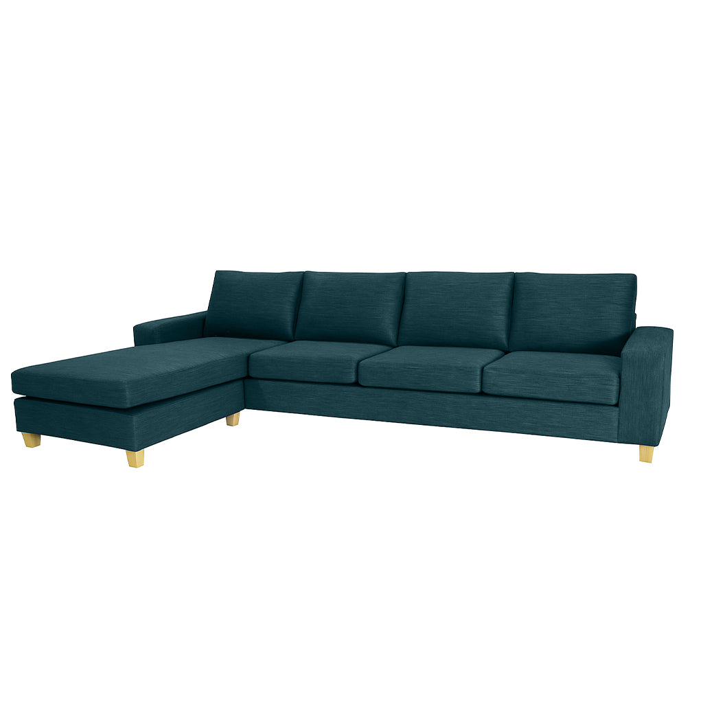 Avoca 4 Seater Fabric Sofa with Chaise-Peacock