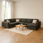 Avoca 5 Seater Fabric Corner Modular-Charcoal