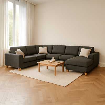 Avoca 6 Seater Fabric Corner Chaise Modular-Charcoal hover image