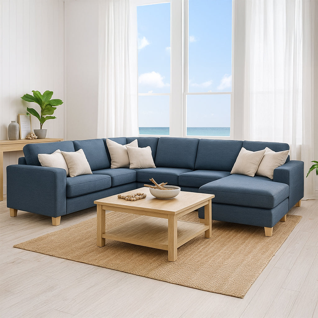 Avoca 6 Seater Fabric Corner Chaise Modular-Ocean