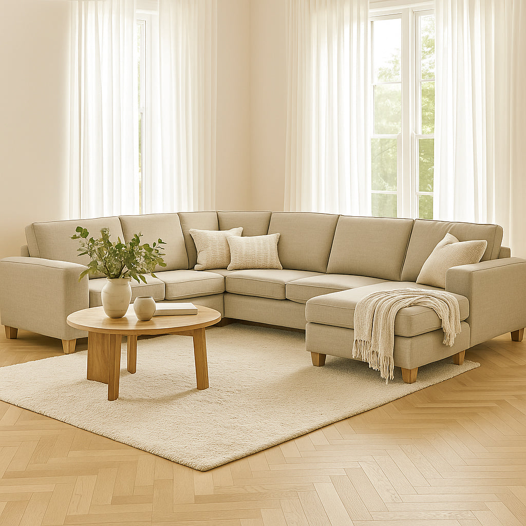 Avoca 6 Seater Fabric Corner Chaise Modular-Driftwood