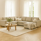 Avoca 6 Seater Fabric Corner Chaise Modular-Driftwood