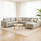 Avoca 5 Seater Fabric Corner Modular-Limestone