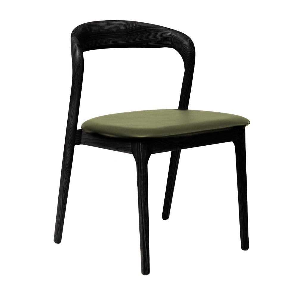 Shannen Dining Chair-Black Frame with Olive PU Seat
