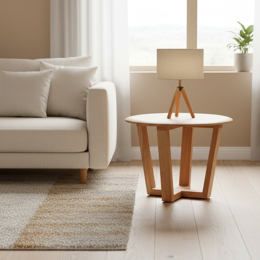 Bondi Round Lamp Table-Clear Lacquer