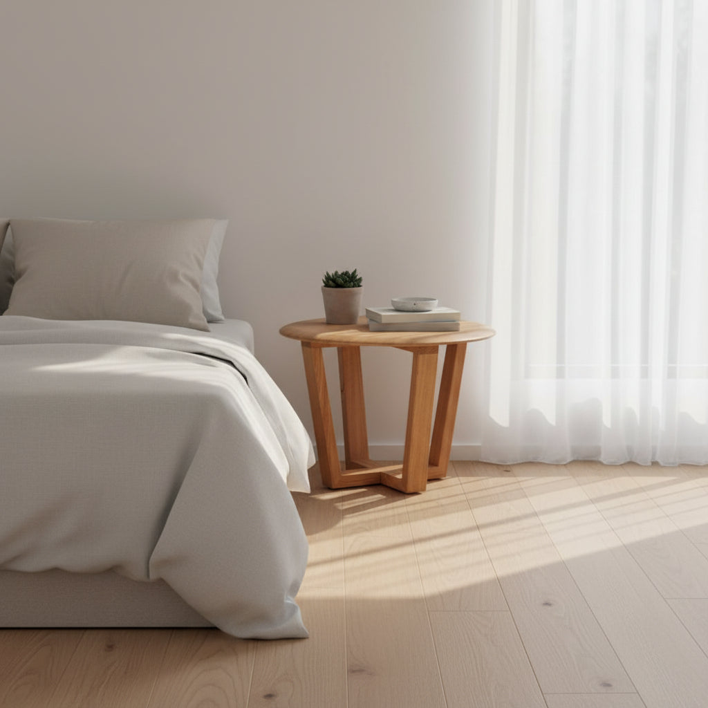 Bondi Round Lamp Table-Clear Lacquer