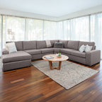 Ballina 6 Seater Fabric Corner Modular with Chaise-Ash Brown