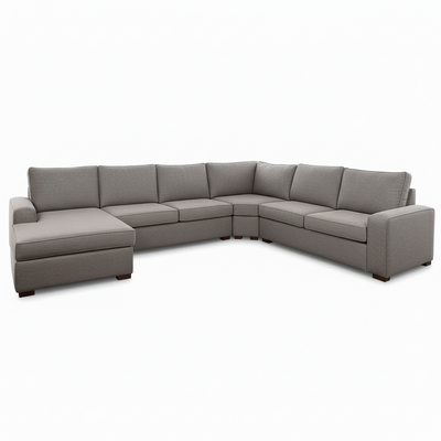 Ballina 6 Seater Fabric Corner Modular with Chaise-Ash Brown