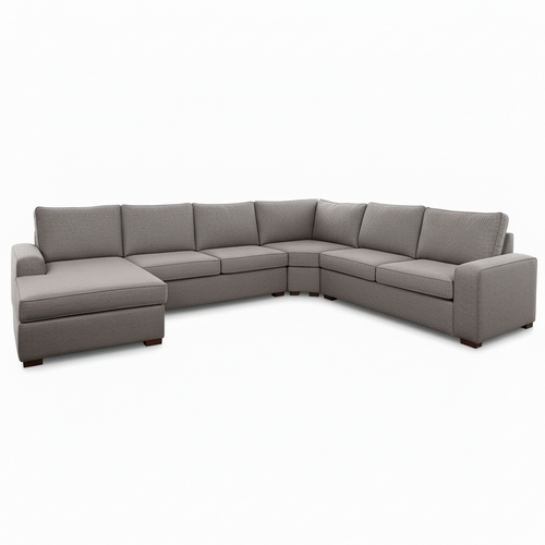 Ballina 6 Seater Fabric Corner Modular with Chaise-Ash Brown