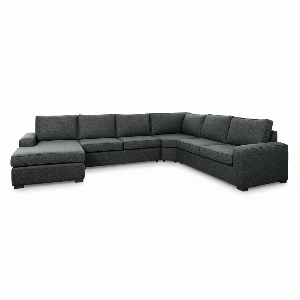 Ballina 6 Seater Fabric Corner Modular with Chaise-Charcoal