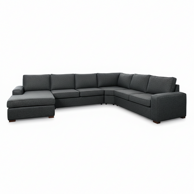 Ballina 6 Seater Fabric Corner Modular with Chaise-Charcoal