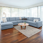 Ballina 6 Seater Fabric Corner Modular with Chaise-Powder Blue