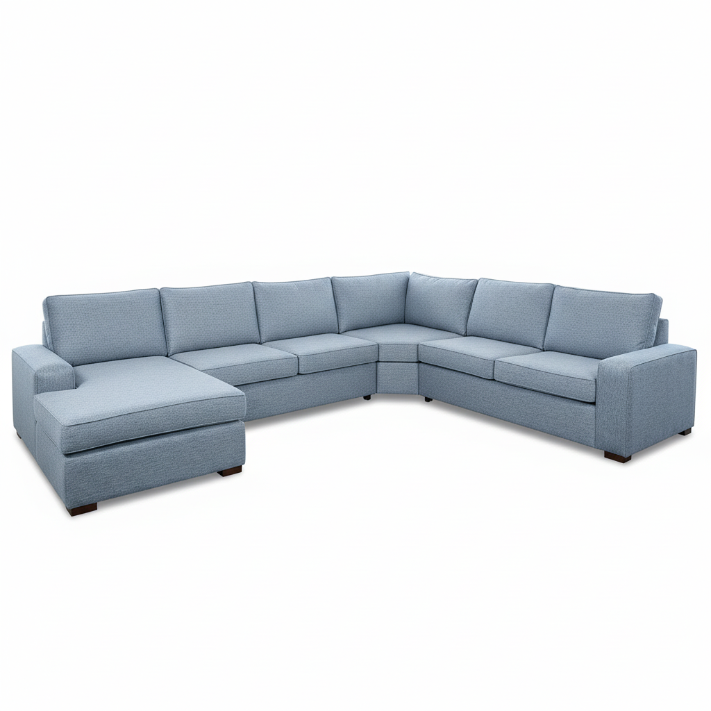 Ballina 6 Seater Fabric Corner Modular with Chaise-Powder Blue