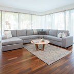 Ballina 6 Seater Fabric Corner Modular with Chaise-Silver