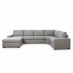Ballina 6 Seater Fabric Corner Modular with Chaise-Silver