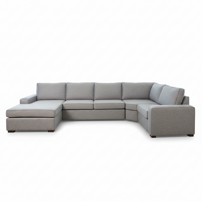Ballina 6 Seater Fabric Corner Modular with Chaise-Silver