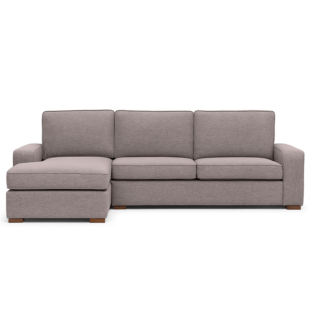 Ballina 4 Seater Trio Fabric Sofa With Chaise-Ash Brown
