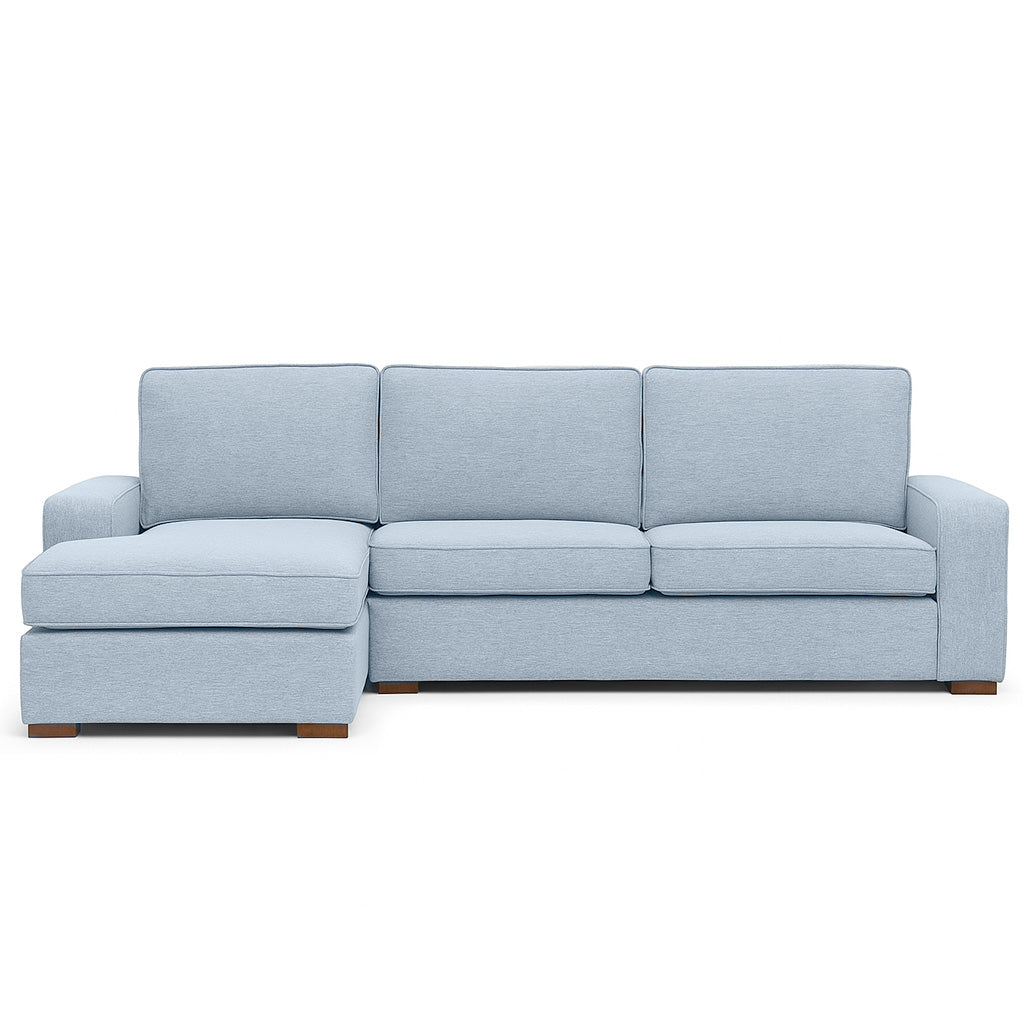 Ballina 4 Seater Trio Fabric Sofa With Chaise-Powder Blue