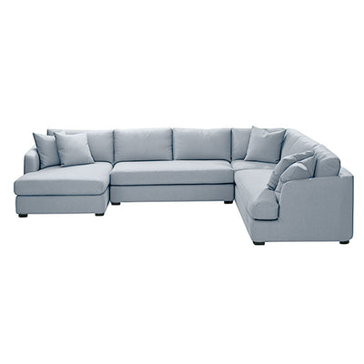 Balmain 6 Seater Corner Modular Chaise Lounge Suite-Mist