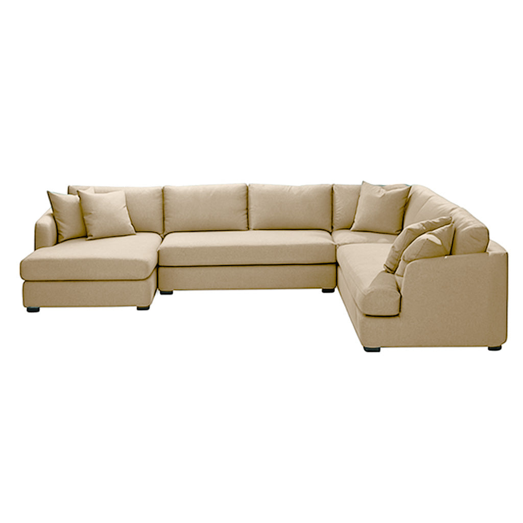 Balmain 6 Seater Corner Modular Chaise Lounge Suite-Nectar