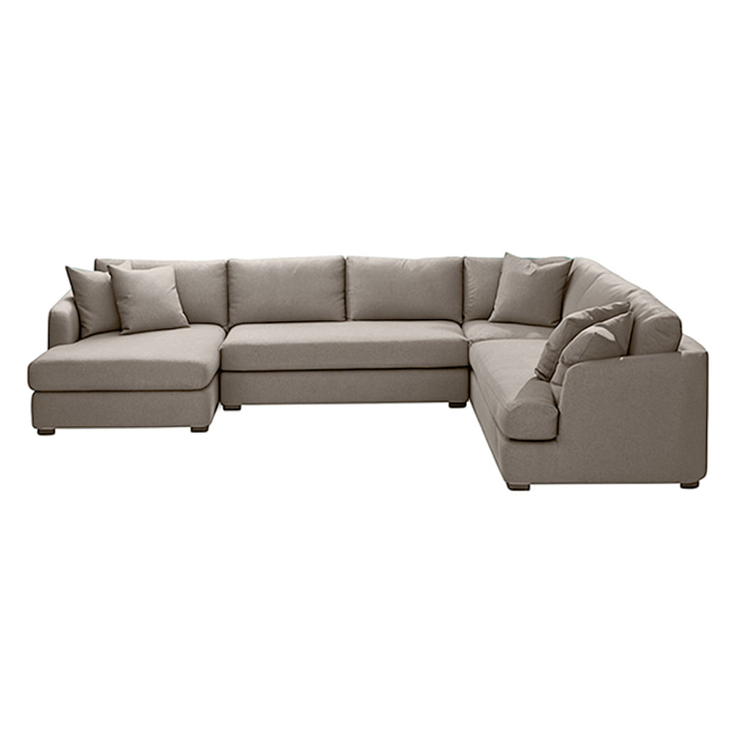 Balmain 6 Seater Fabric Corner Modular Chaise Lounge-Pewter
