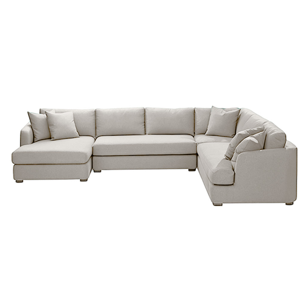 Balmain 6 Seater Corner Modular Chaise Lounge Suite-Sand