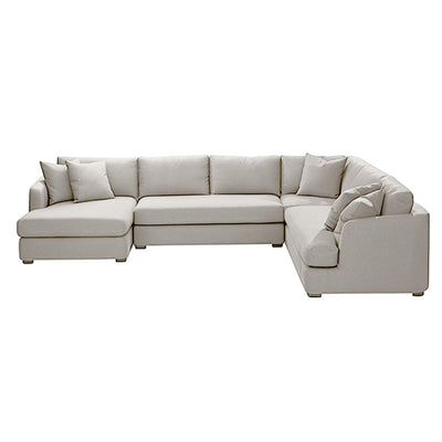 Balmain 6 Seater Corner Modular Chaise Lounge Suite-Sand