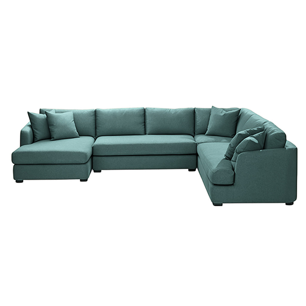 Balmain 6 Seater Fabric Corner Modular Chaise Lounge-Teal