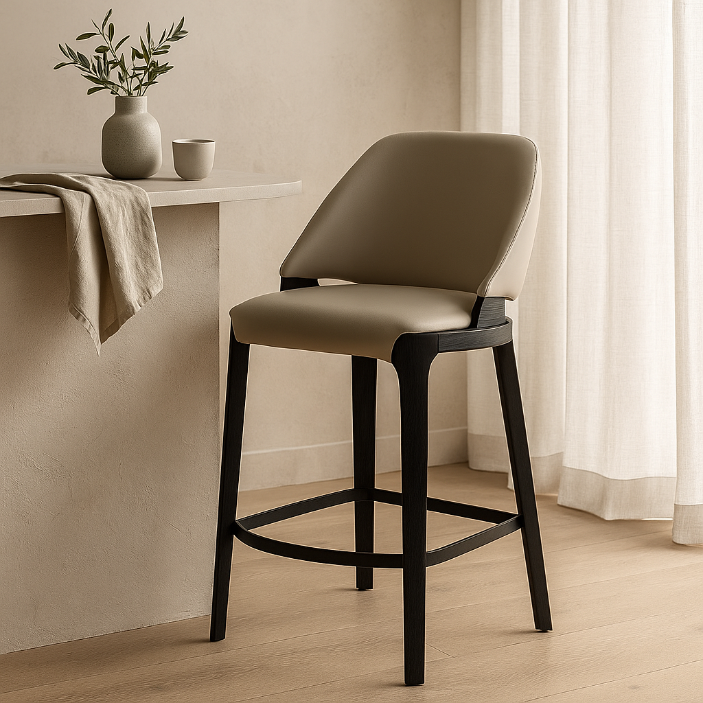 Baylor Bar Chair-Black Frame with Pewter PU