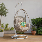 Hervey Bay Hanging Chair Light Grey/White Frame Beige Cushion