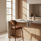 Bergen Bar Stool-Light Walnut with Cognac PU Seat