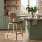 Bergen Bar Stool-Natural with Espresso Fabric Seat