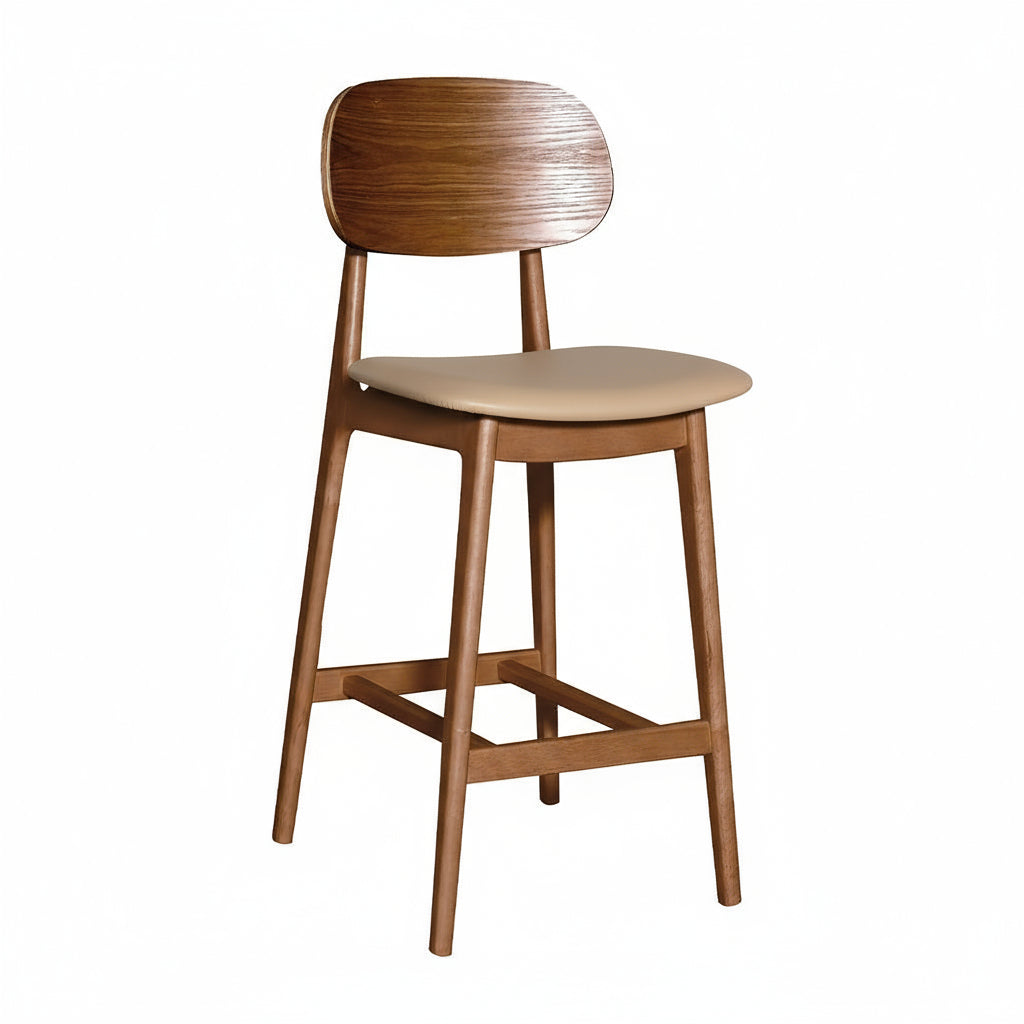 Bergen Bar Stool-Light Walnut with Clay PU Seat