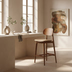 Bergen Bar Stool-Light Walnut with Clay PU Seat