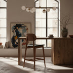 Bergen Bar Stool-Light Walnut with Black PU Seat