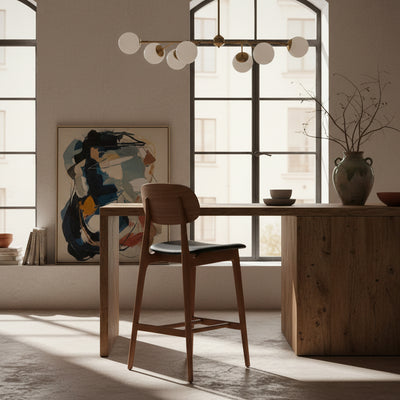 Bergen Bar Stool-Light Walnut with Black PU Seat hover image