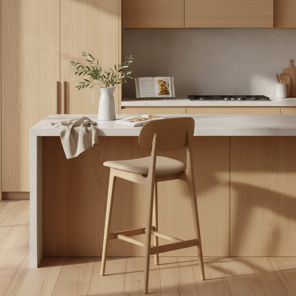 Bergen Bar Stool-Natural with Clay PU Seat