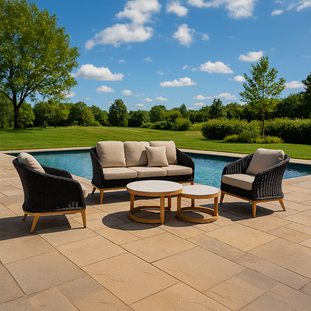 Park Orchards 5PC Black Black Frame Light Beige Cushion