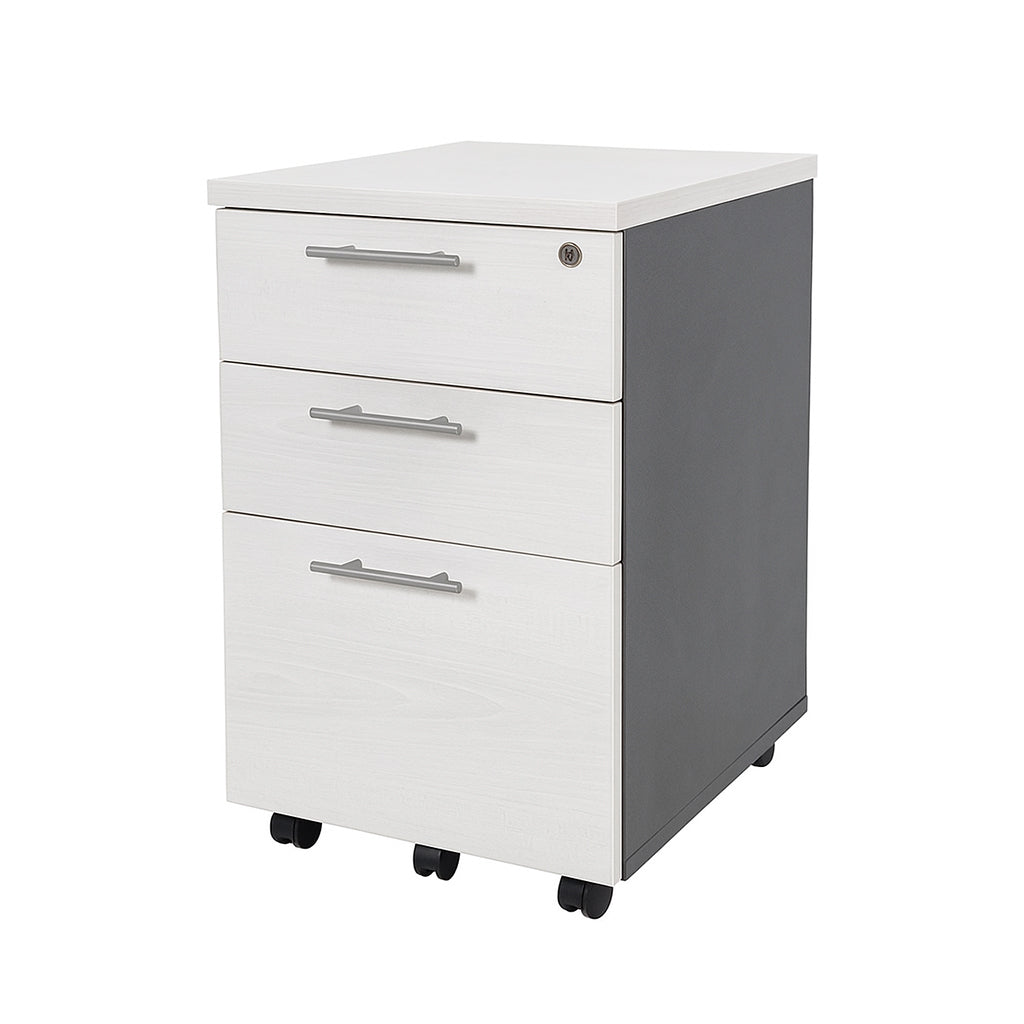 Slimline Metal Mobile 3 Drawer Pedestal Black Paint MR300
