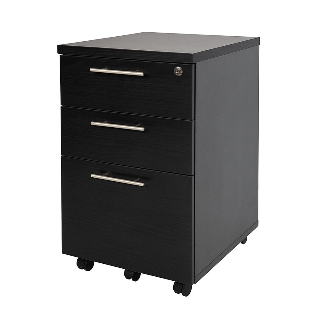 Slimline Metal Mobile 3 Drawer Pedestal Black Paint MR300