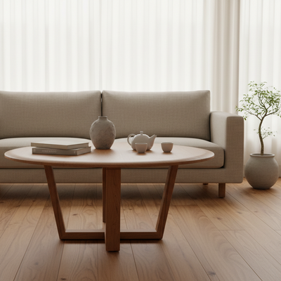 Bondi Round Coffee Table-Clear Lacquer hover image