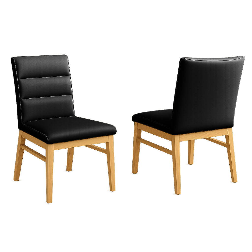 Boss Leather Dining Chair-Black Leather with Clear Stain Legs