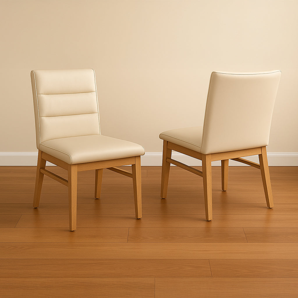 Boss Leather Dining Chair-Light Mocha Leather with Clear Stain Legs