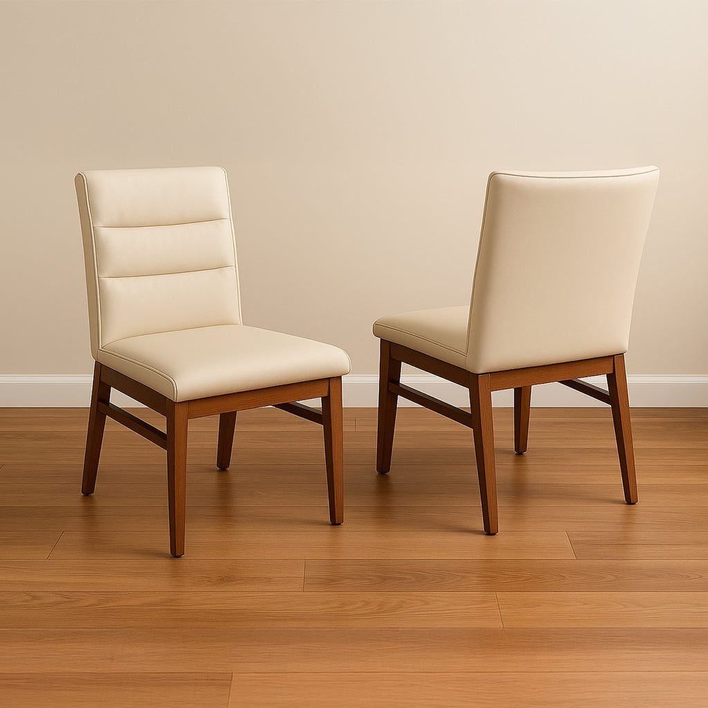 Boss Leather Dining Chair-Light Mocha Leather with Blackwood Stain Legs