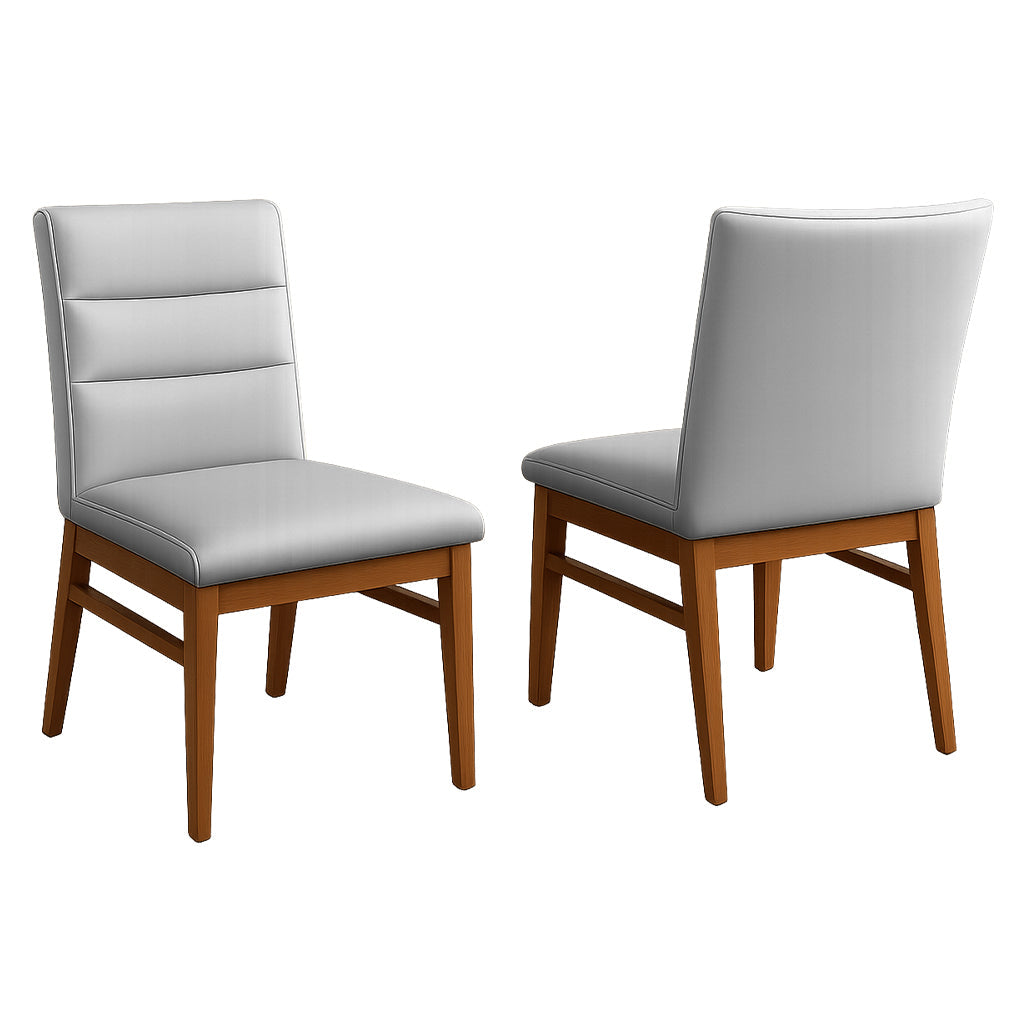 Boss Leather Dining Chair-Grey Leather with Blackwood Stain Legs